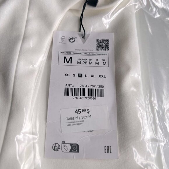 Zara - Ladies One Shoulder Asymmetric Rhinestone Top-White. Size: M. NWT. (1431) - Picture 4 of 14